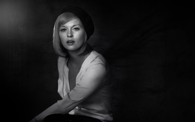 Woman in Black and White — Dramatic, Photograph, Hat