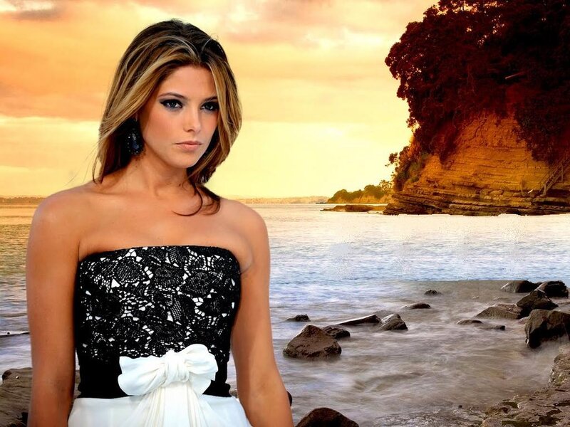 Woman in Black and White Dress — Dramatic, Sunset
