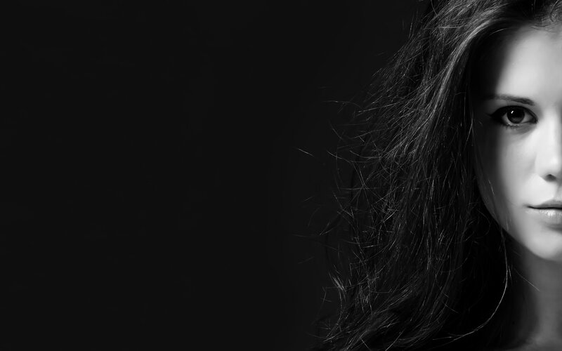 Woman in Black and White — Photograph, Hair