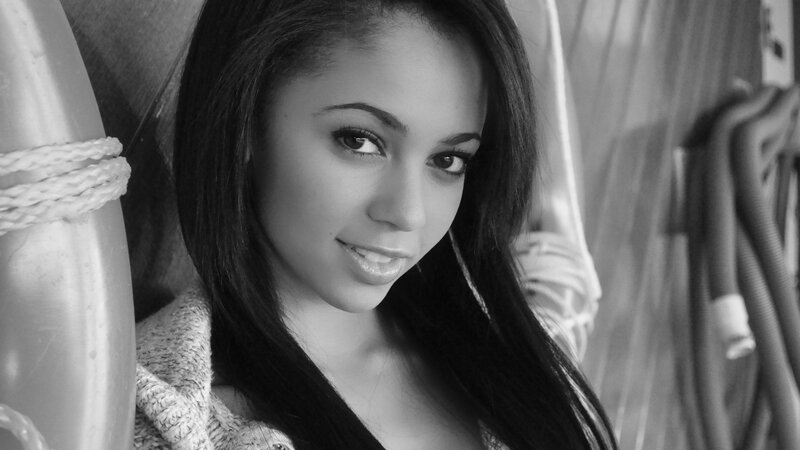 woman in black and white portrait