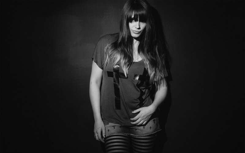 woman in black and white portrait