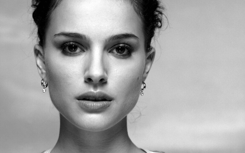 Woman in Black and White — Serious, Photograph, Earrings, Makeup