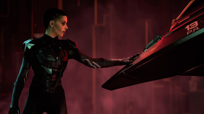 Woman in Black Armor — Dramatic, 3d Render