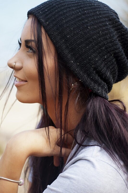 woman in black beanie