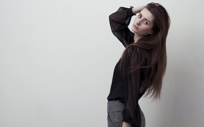 woman in black blouse