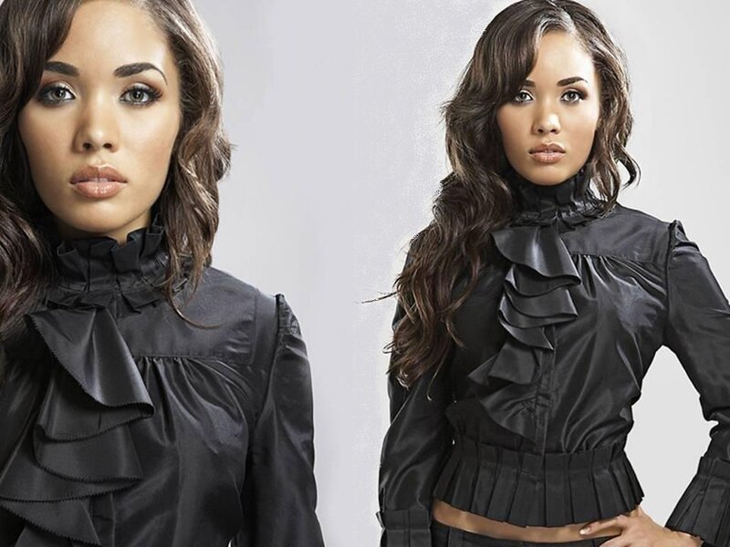 Woman in Black Blouse — Serious
