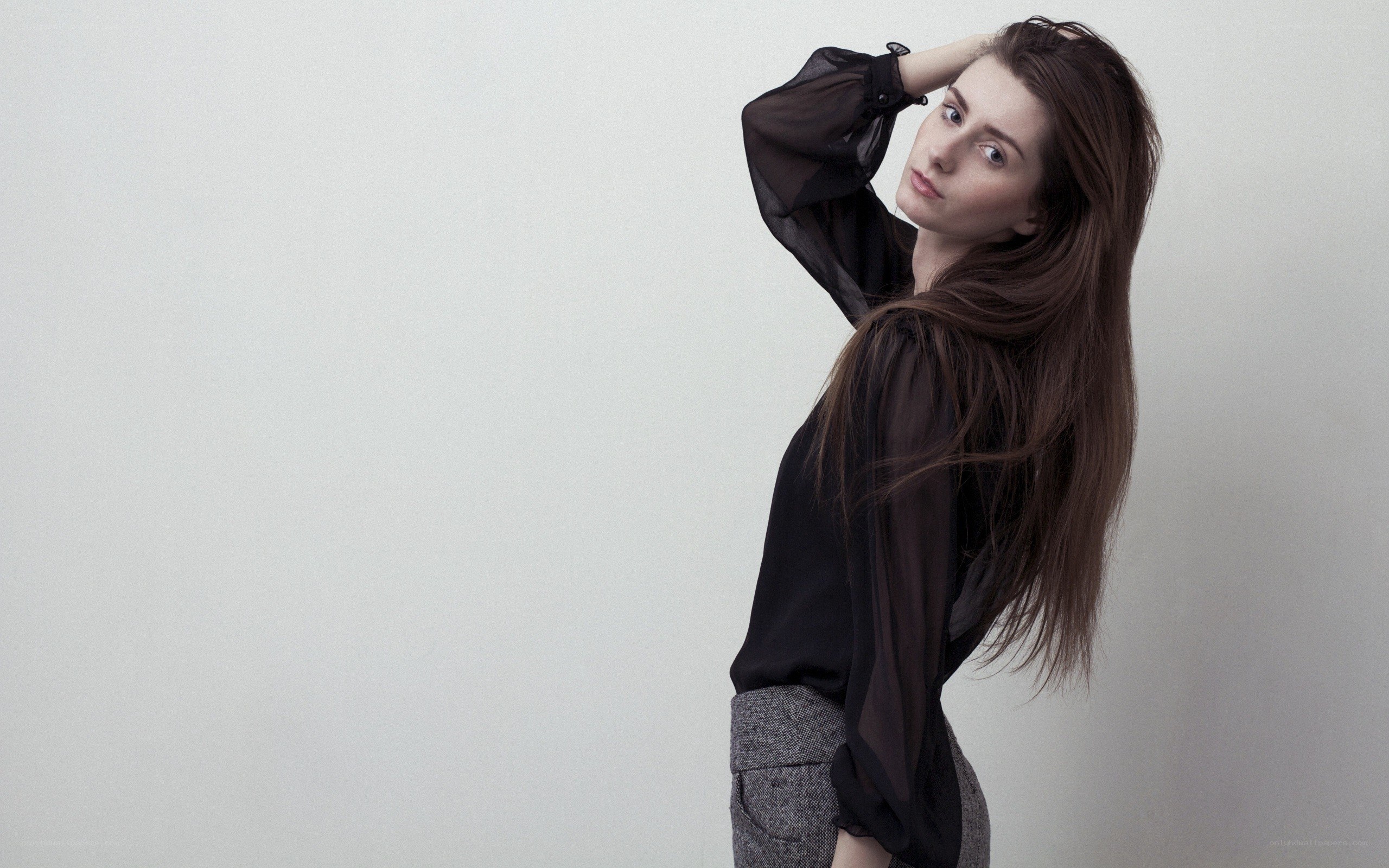woman in black blouse