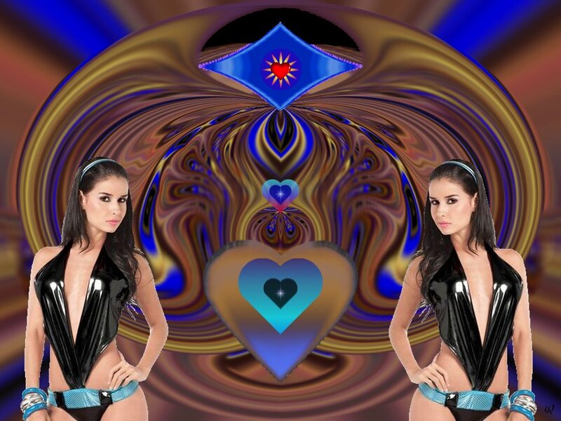 Woman in Black Bodysuit — Blue, Dramatic, Digital Art