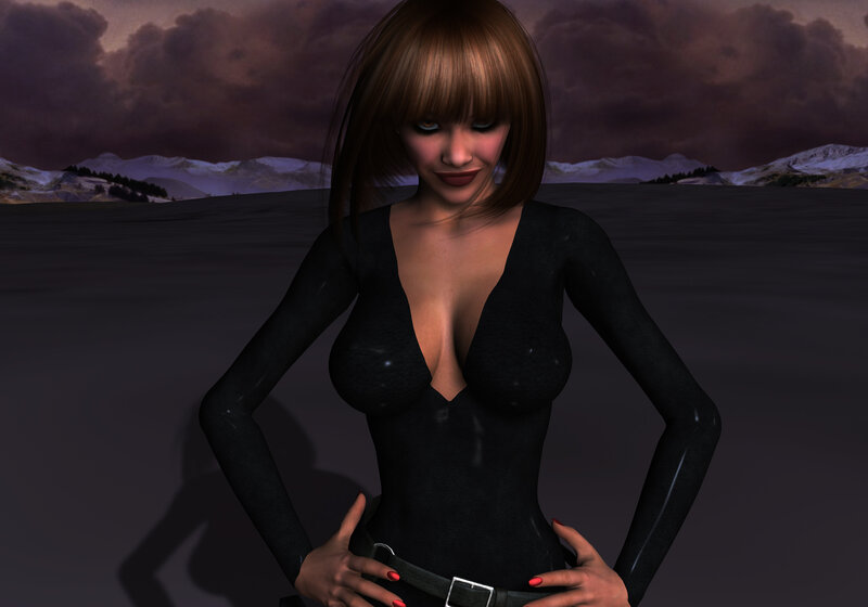 Woman in Black Bodysuit — Dramatic, Evening