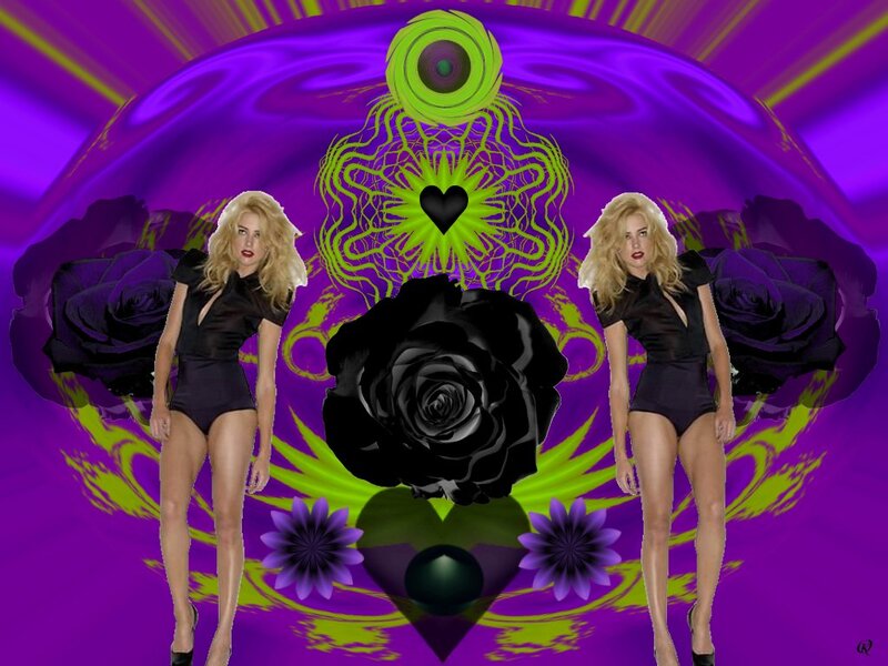 Woman in Black Bodysuit — Purple, Dramatic, Surreal