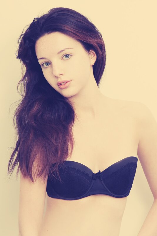 woman in black bra