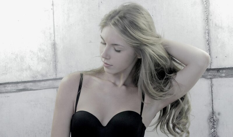 Woman in Black Bra — Serene, Photograph, Long Hair