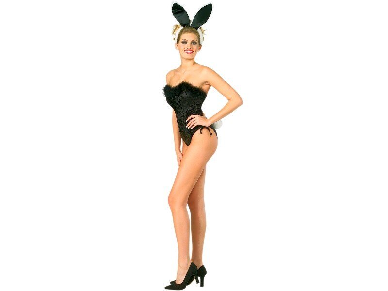 woman in black bunny costume