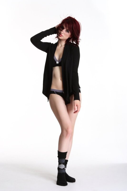 woman in black cardigan