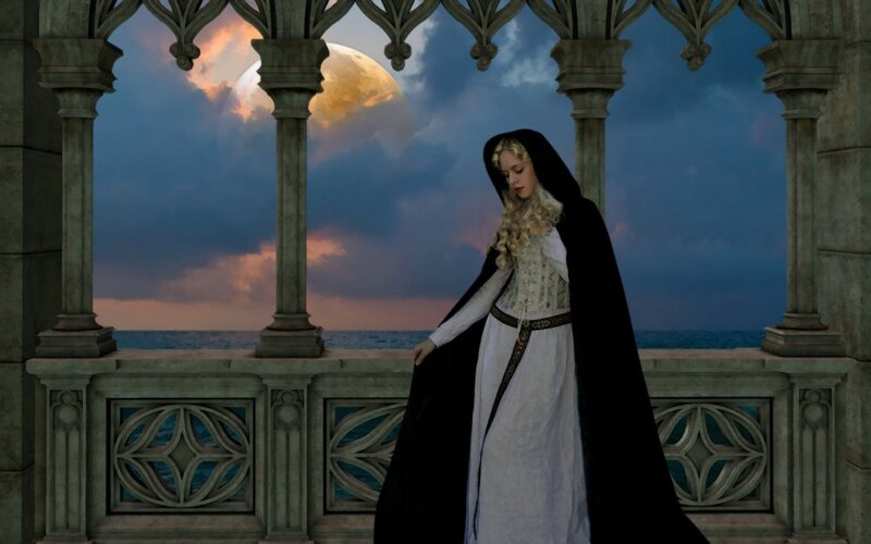 Woman in Black Cloak — Blue