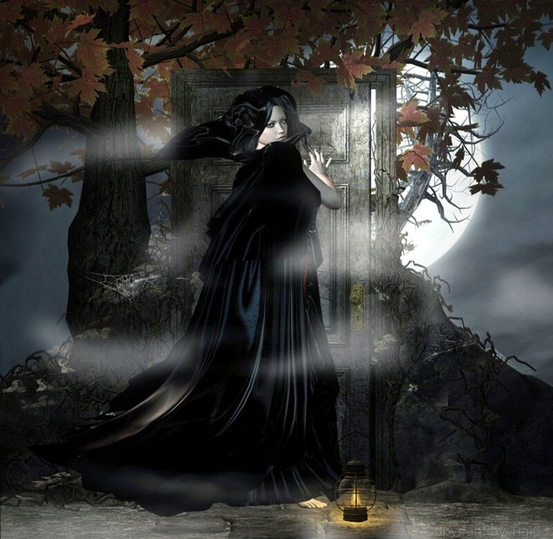 Woman in Black Cloak — Dark, Night