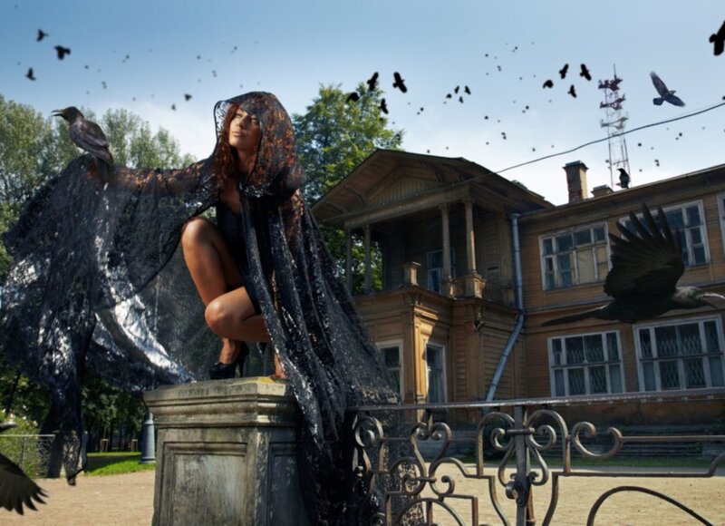 Woman in Black Cloak — Dramatic, Afternoon