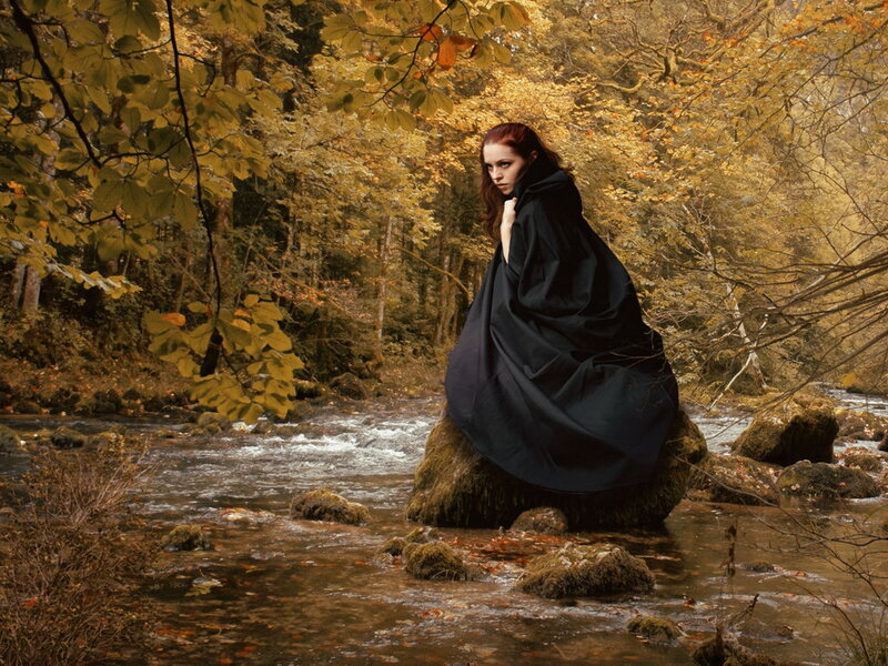 Woman in Black Cloak — Dramatic, Autumn