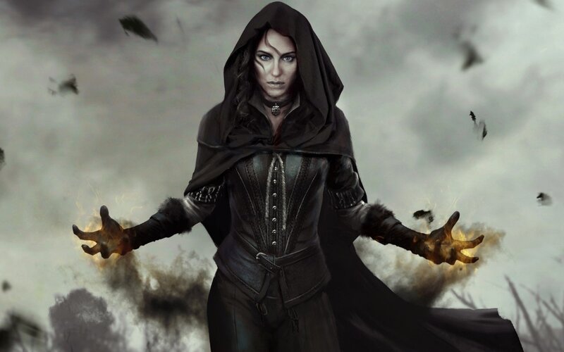 Woman in Black Cloak — Dramatic, Digital Art, Crows