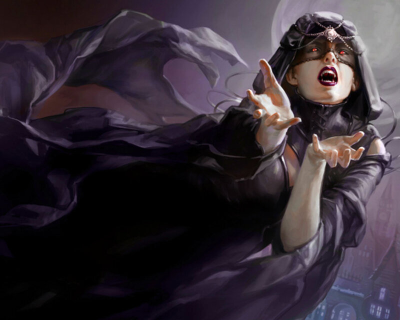 Woman in Black Cloak — Dramatic, Night, Digital Art, Moon