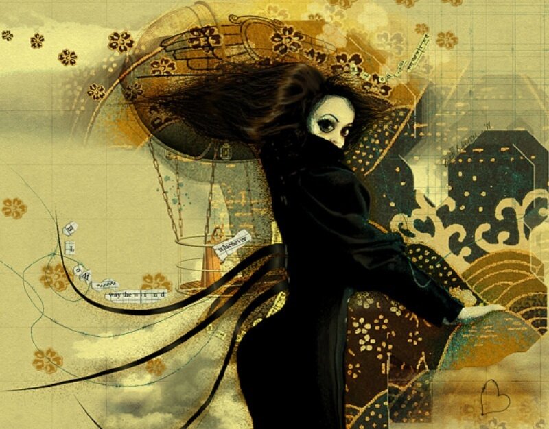 Woman in Black Cloak — Dramatic
