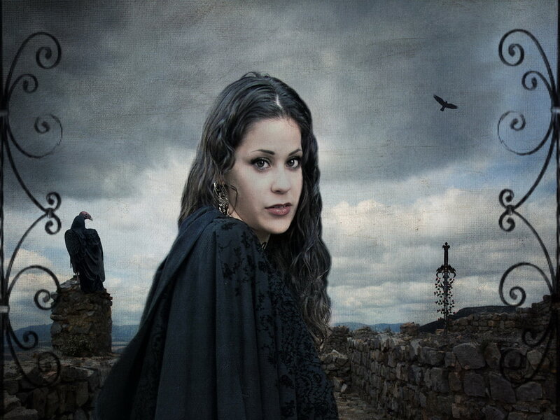 Woman in Black Cloak — Gray, Dramatic