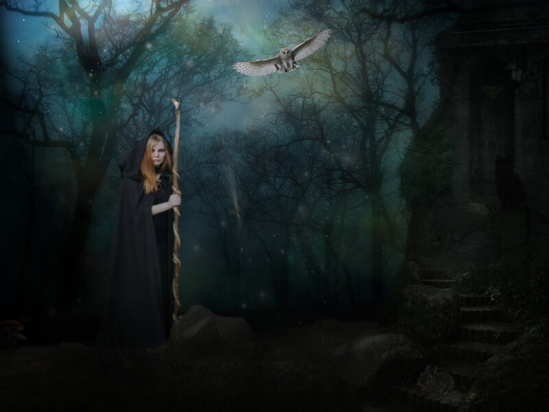 Woman in Black Cloak — Mystical
