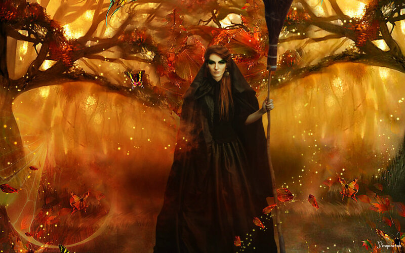 Woman in Black Cloak — Orange
