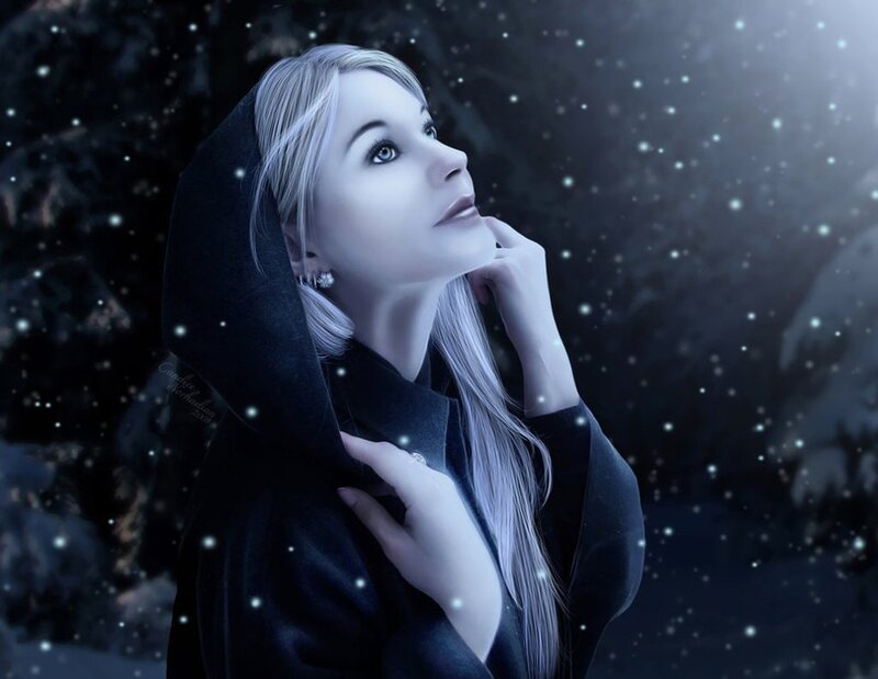 Woman in Black Cloak — Serene