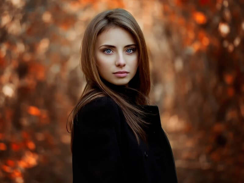 Woman in Black Coat — Brown, Calm