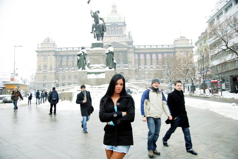 Woman in Black Coat — Cold