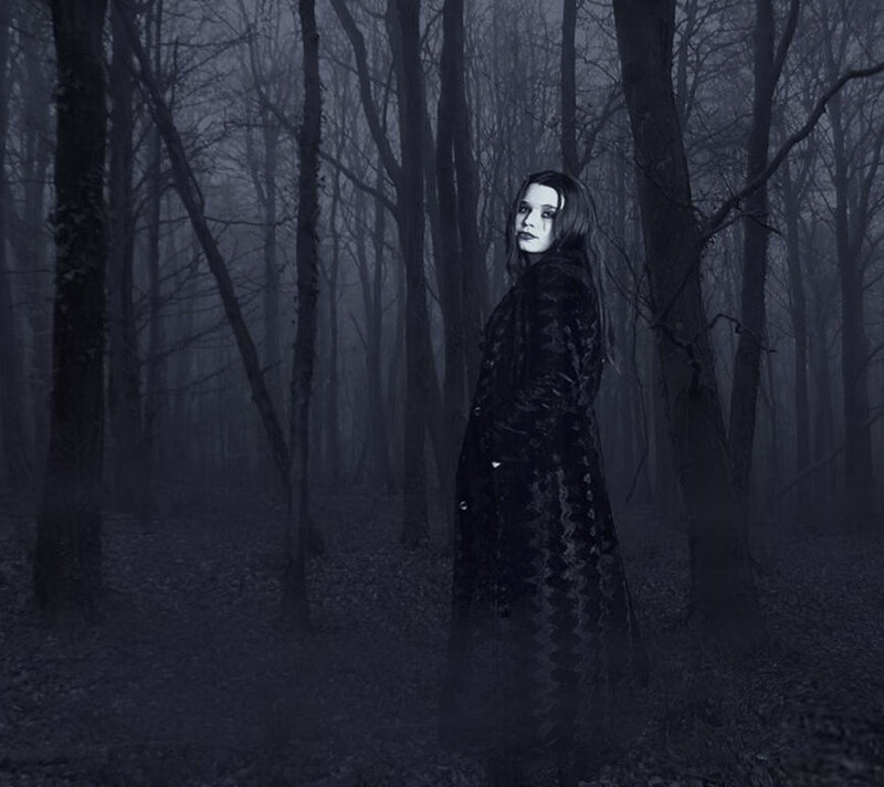 Woman in Black Coat — Dark