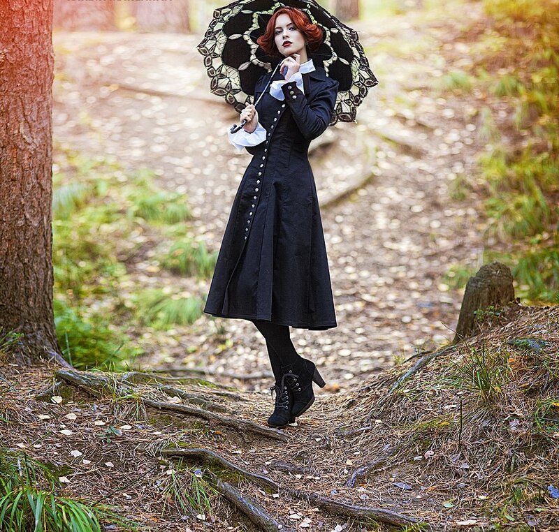 Woman in Black Coat — Dramatic, Autumn