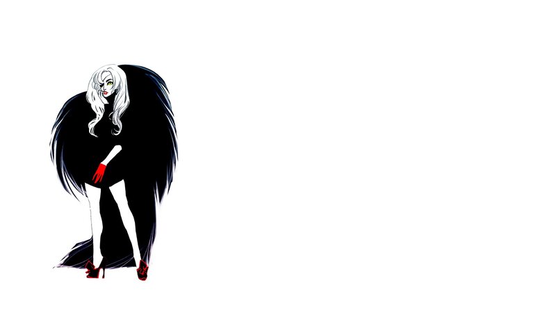 woman in black coat illustration
