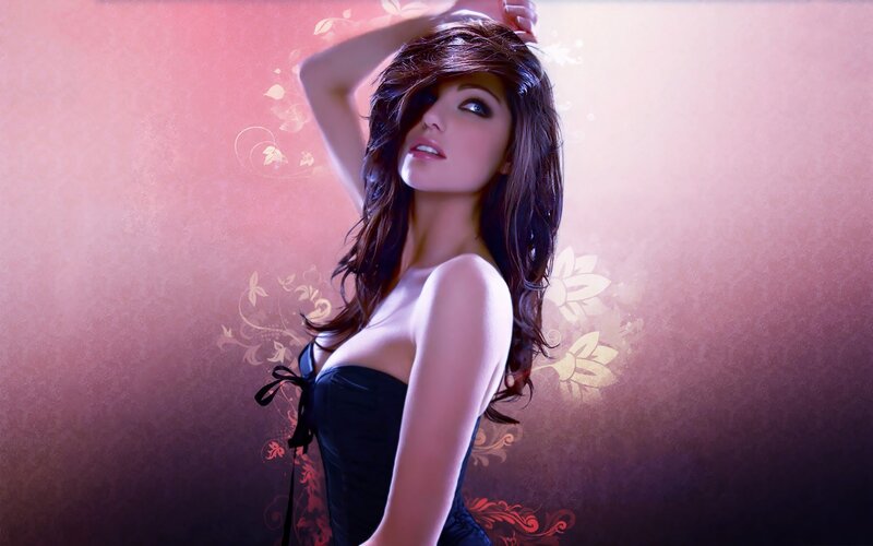 woman in black corset