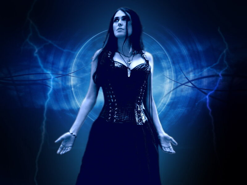 Woman in Black Corset — Blue, Dramatic