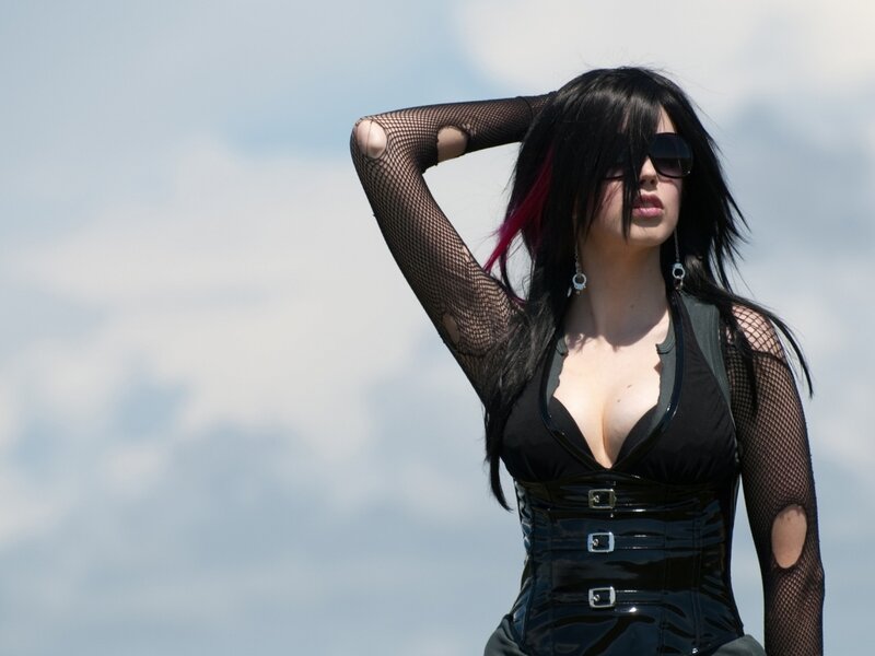Woman in Black Corset — Confident, Afternoon, Photograph