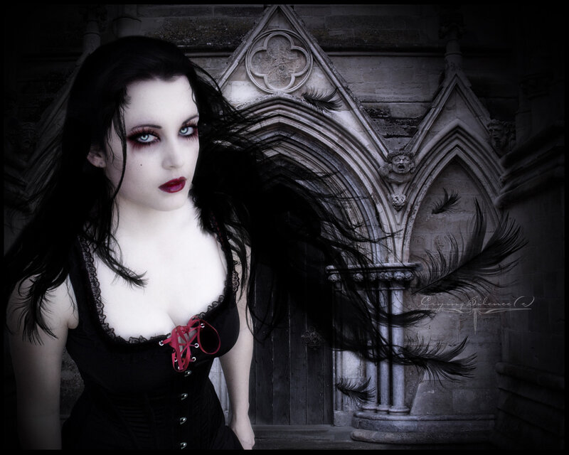 Woman in Black Corset — Dramatic, Night, Digital Art, Gothic Architecture