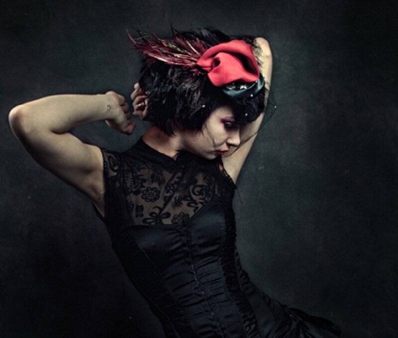 Woman in Black Corset — Dramatic, Photograph