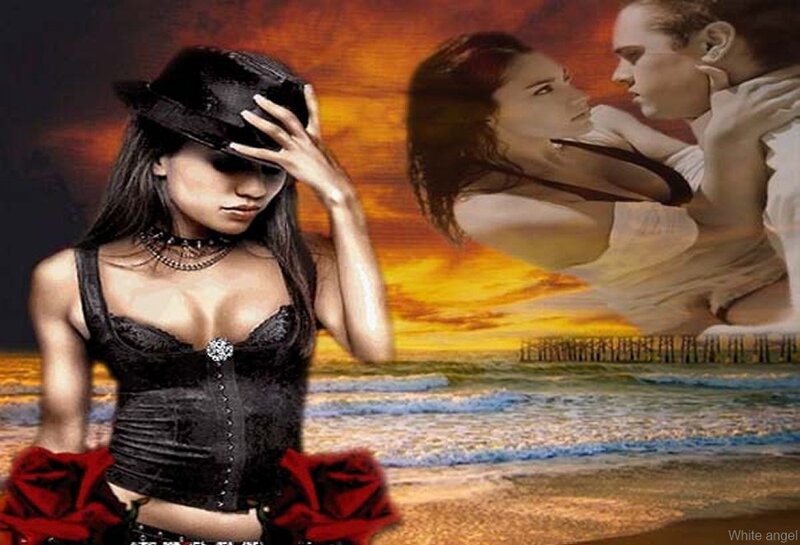 Woman in Black Corset — Dramatic, Sunset