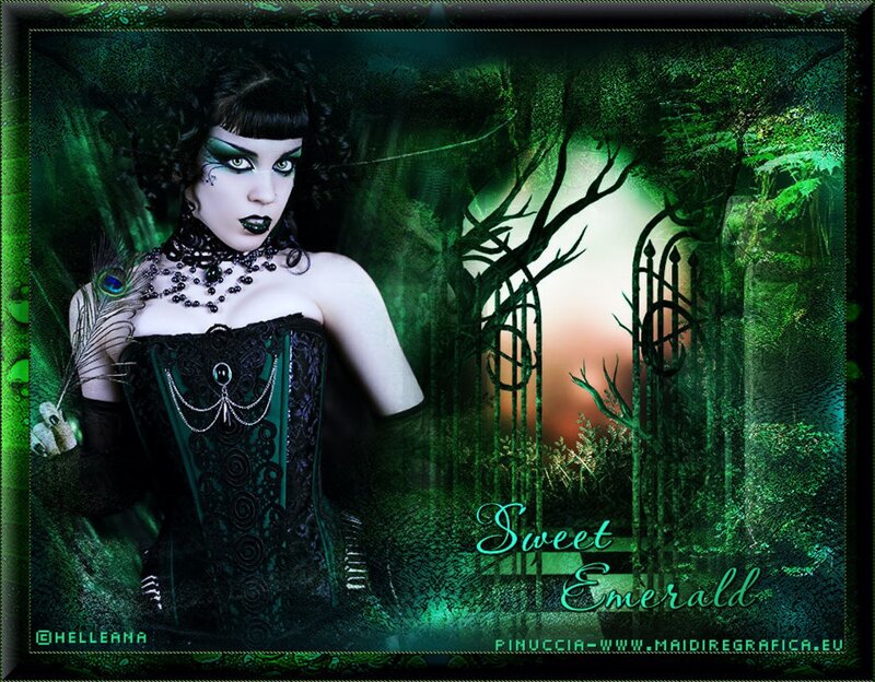 Woman in Black Corset — Green, Dark