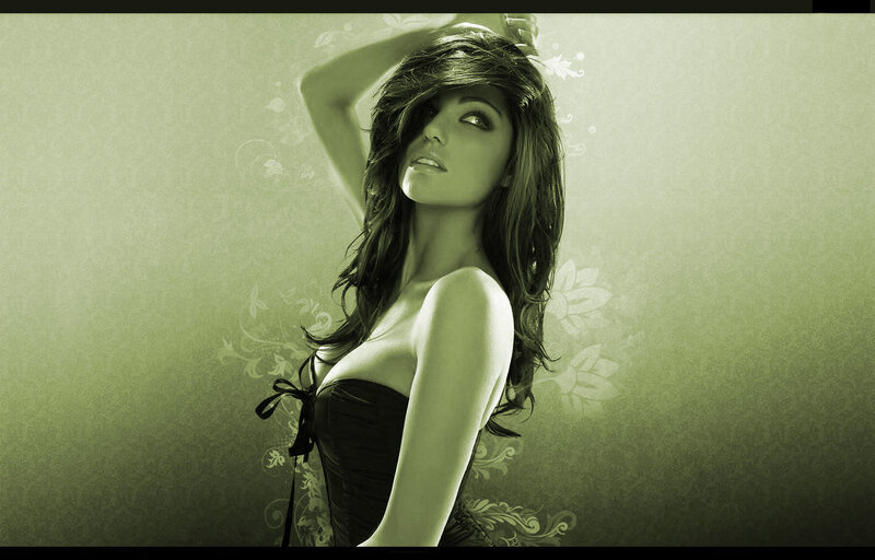Woman in Black Corset — Green, Dramatic