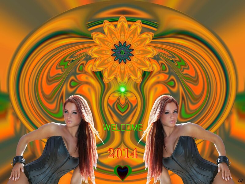 Woman in Black Corset — Orange, Vibrant