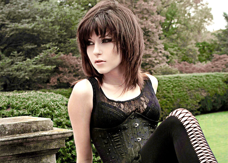 woman in black corset outdoors