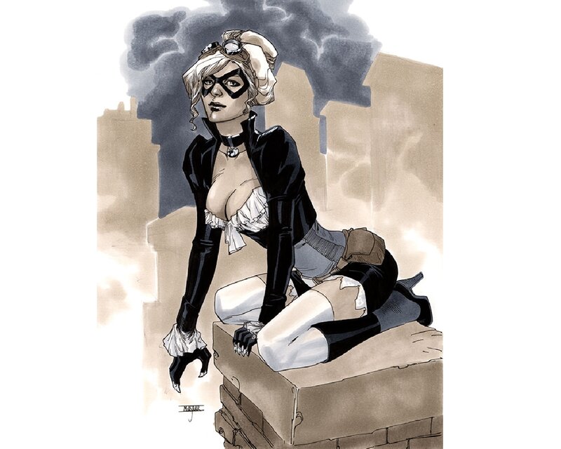 Woman in Black Costume — Dramatic, Comic