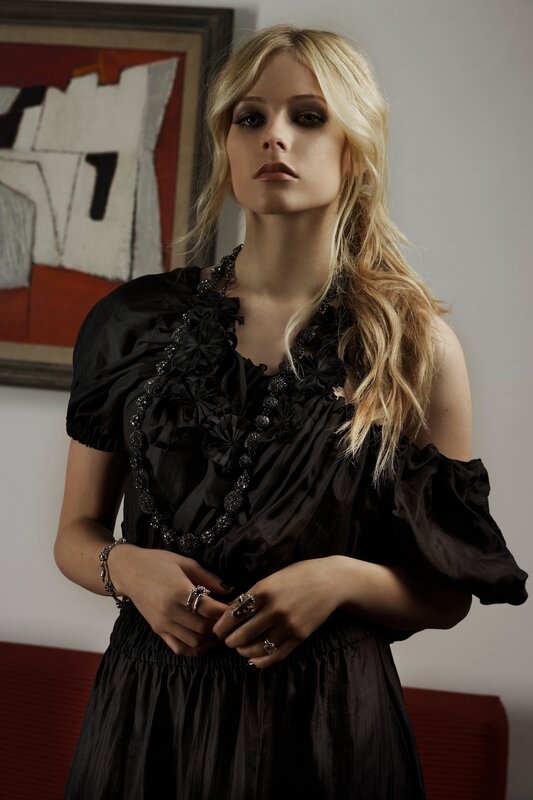 woman in black dress