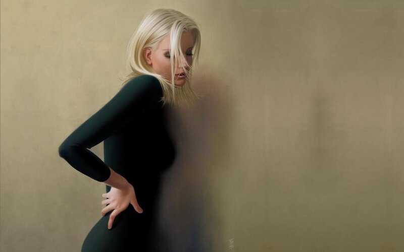 woman in black dress
