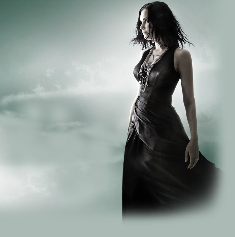 woman in black dress