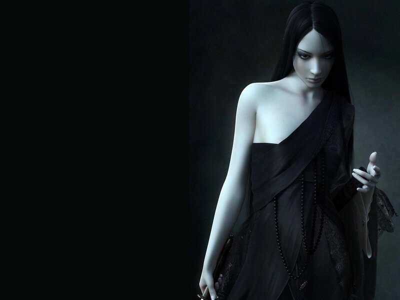 woman in black dress