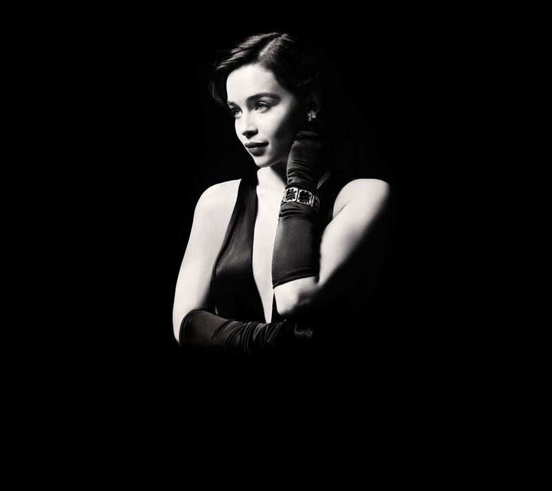 woman in black dress and gloves